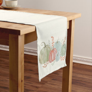 Watercolor Fall Pumpkins Short Table Runner