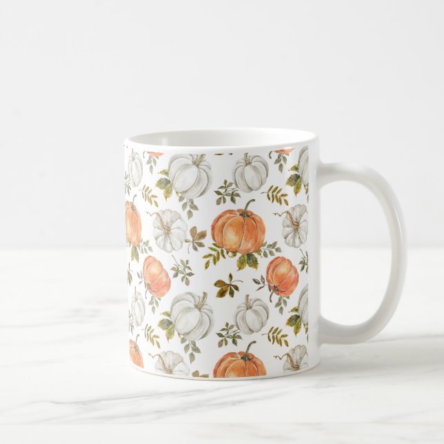 Watercolor Fall Rustic Pumpkins Coffee Mug (Right)
