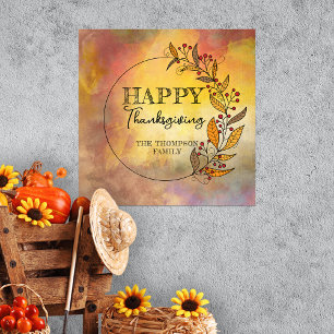 Watercolor Fall Thanksgiving Family Welcome Poster