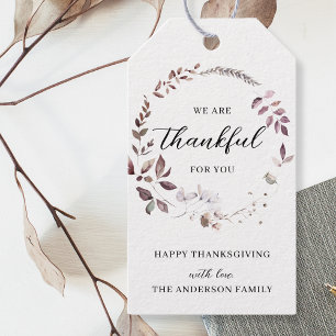 Watercolor Fall Thanksgiving Thankful for You Gift Tags