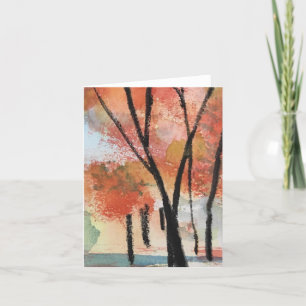 Watercolor Fall Tree Stationary Thank You Card
