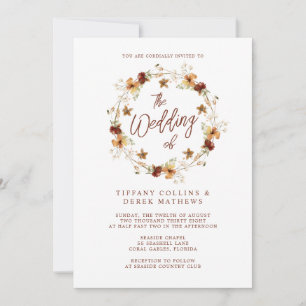 Watercolor Fall Wildflower Wedding Invitation