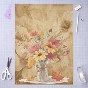 Watercolor Fall Wildflowers on Parchment  Tissue Paper