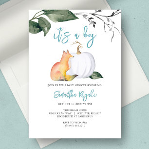 Watercolor Fall Woodland Baby Boy Shower Invitation