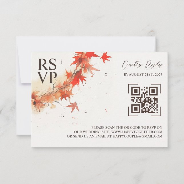 Watercolor Fall Wreath RSVP Card (Front)