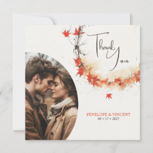 Watercolor Fall Wreath Thank You Card