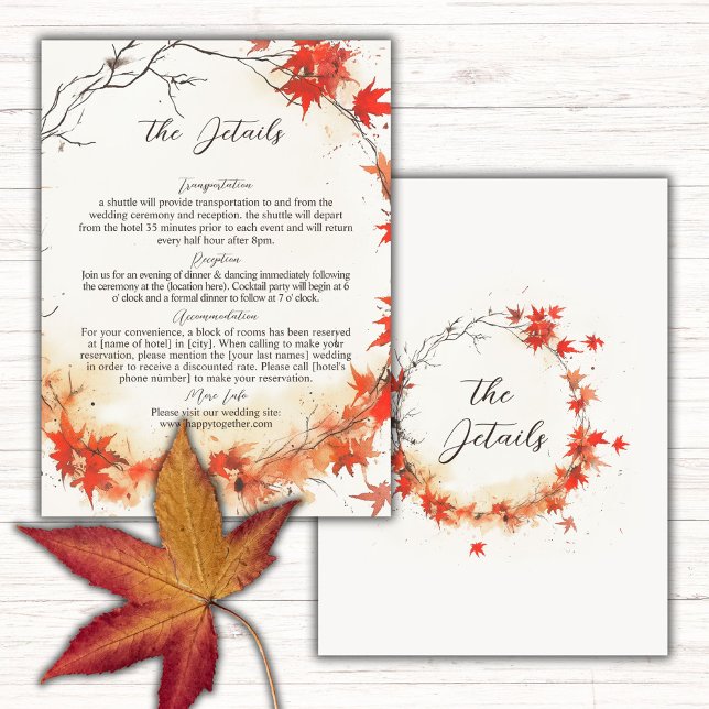 Watercolor Fall Wreath Wedding Details Enclosure Card (Creator Uploaded)