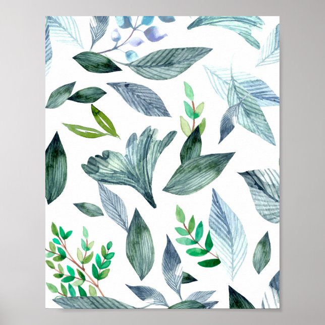 Watercolor fallen leaves 11 poster (Front)