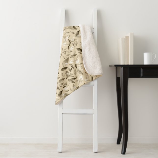Watercolor fallen leaves 4 sherpa blanket (In Situ)