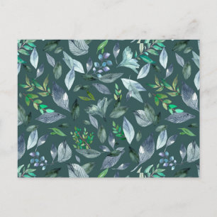 Watercolor fallen leaves 5 announcement postcard
