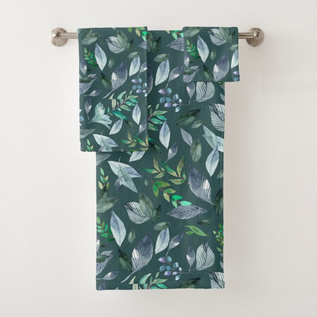 Watercolor fallen leaves 5 bath towel set (Insitu)