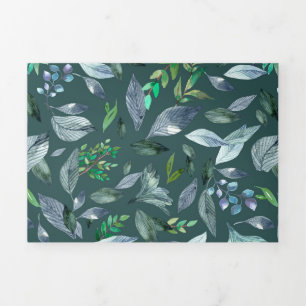 Watercolor fallen leaves 5 Tri-Fold announcement