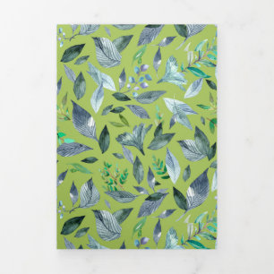Watercolor fallen leaves 6 Tri-Fold announcement