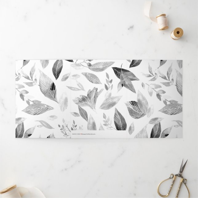 Watercolor fallen leaves 8 Tri-Fold holiday card (Outside)