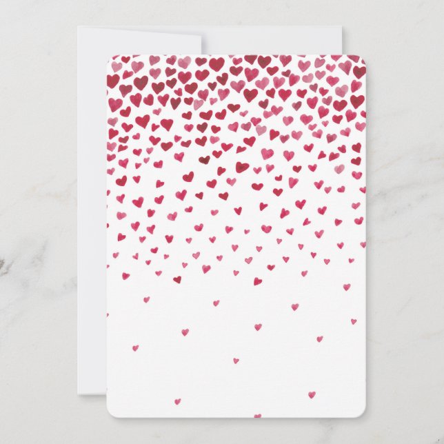 Watercolor Falling Hearts Baby Shower Invitation (Front)