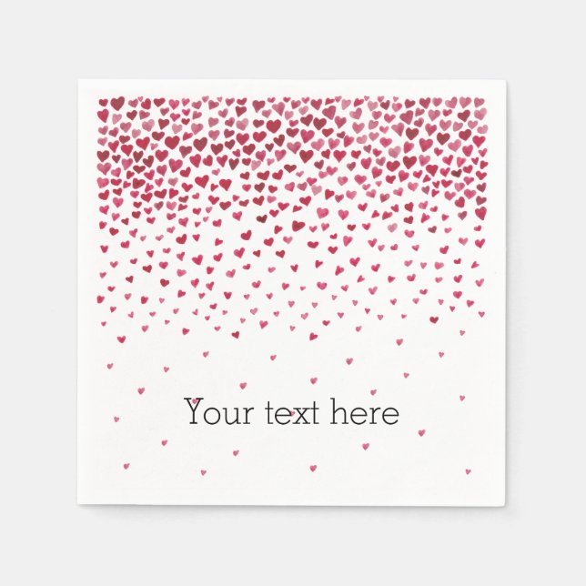 Watercolor Falling Hearts Napkin (Front)