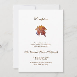 Watercolor Falling Leaf Fall Wedding Reception Invitation