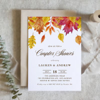 Watercolor Falling Leaves Autumn Couples Shower