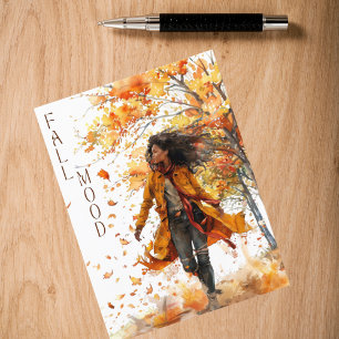 Watercolor Falling Leaves Fall Mood Postcard