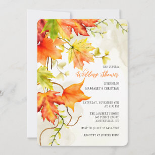 Watercolor Falling Leaves Invitations