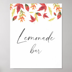 Watercolor falling leaves - lemonade bar poster