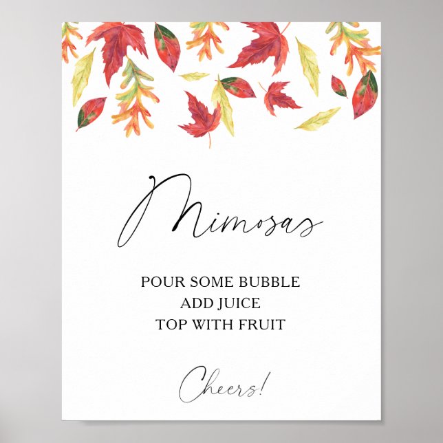 Watercolor falling leaves - mimosas poster (Front)