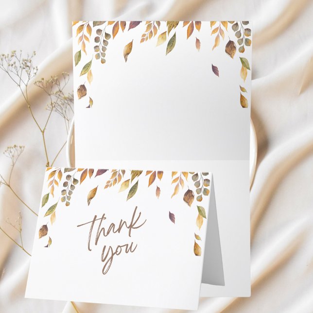 Watercolor Falling Leaves Thank You Note (Creator Uploaded)