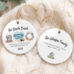 Watercolor Family Beach Trip Group Ceramic Tree Decoration
