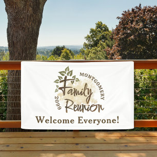 Watercolor Family Reunion Script Tree Name Banner