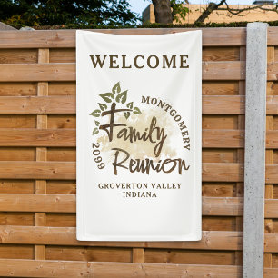 Watercolor Family Reunion Script Tree Name Banner
