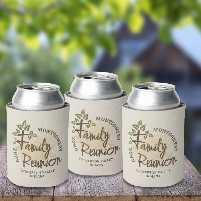 Watercolor Family Reunion Script Tree Name Year Can Cooler (Creator Uploaded)