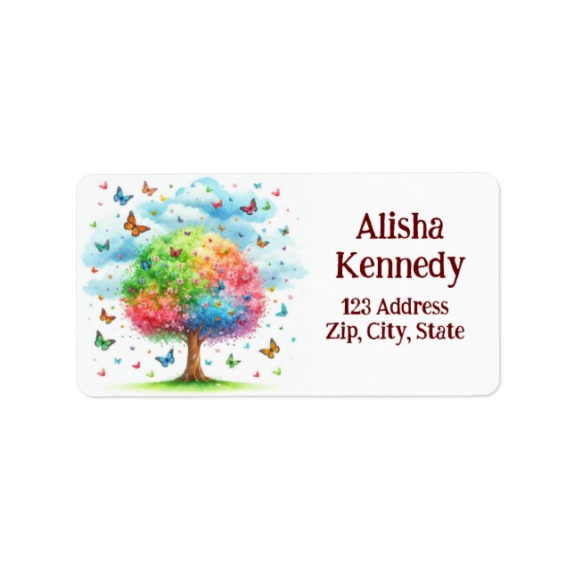 Watercolor Family Tree Family Reunion Label (Front)