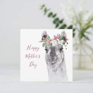 Watercolor Fancy Llama Mother's Day Card