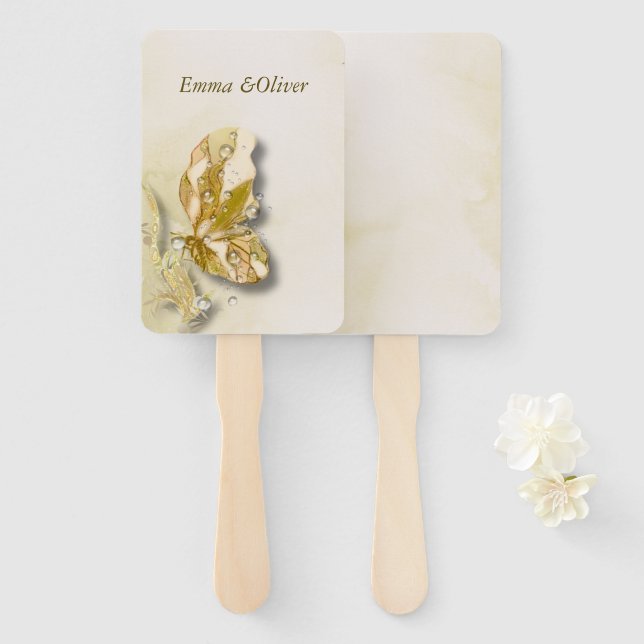 Watercolor fantasy art  hand fan (Front and Back)