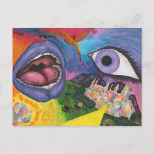 Watercolor Fantasy Dimensions Woman Opal Surreal Postcard