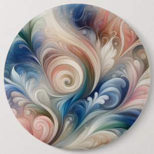 Watercolor Fantasy Floral Pastel Blue & Cream 6 Cm Round Badge