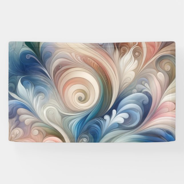 Watercolor Fantasy Floral Pastel Blue & Cream  Banner (Horizontal)