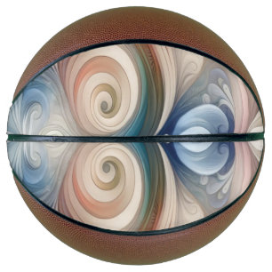 Watercolor Fantasy Floral Pastel Blue & Cream Basketball