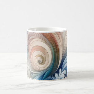 Watercolor Fantasy Floral Pastel Blue & Cream Coffee Mug