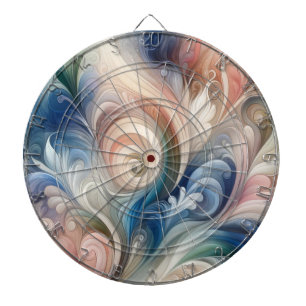 Watercolor Fantasy Floral Pastel Blue & Cream  Dartboard
