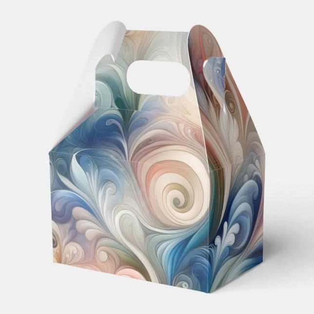Watercolor Fantasy Floral Pastel Blue & Cream  Favour Box (Front Side)