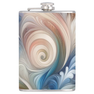 Watercolor Fantasy Floral Pastel Blue & Cream  Hip Flask