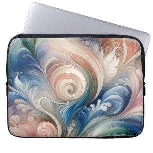 Watercolor Fantasy Floral Pastel Blue & Cream  Laptop Sleeve