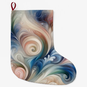 Watercolor Fantasy Floral Pastel Blue & Cream  Large Christmas Stocking