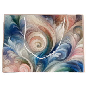 Watercolor Fantasy Floral Pastel Blue & Cream  Large Gift Bag