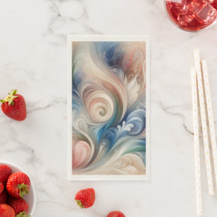 Watercolor Fantasy Floral Pastel Blue & Cream  Napkin