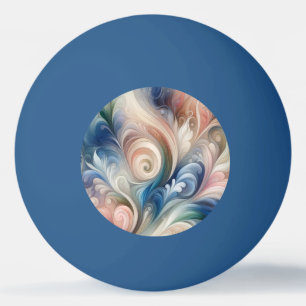 Watercolor Fantasy Floral Pastel Blue & Cream Ping Pong Ball