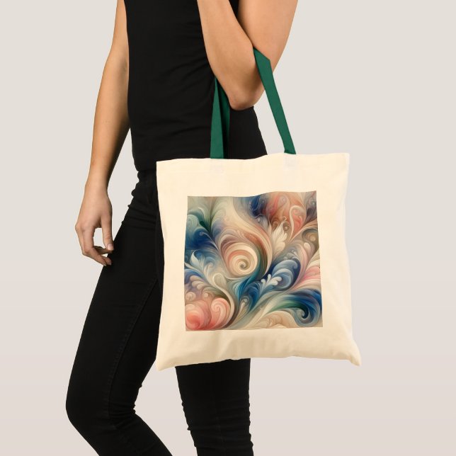Watercolor Fantasy Floral Pastel Blue & Cream  Tote Bag (Front (Product))