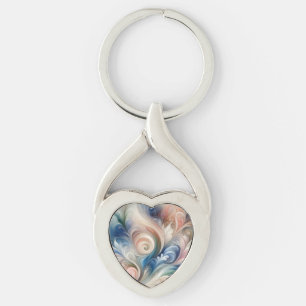 Watercolor Fantasy Floral Romantic Pattern Key Ring