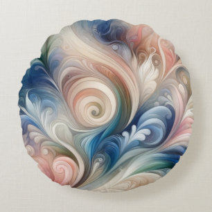 Watercolor Fantasy Floral Romantic Pattern Round Cushion